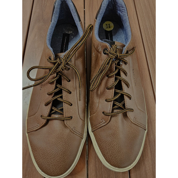 Tommy Hilfiger Men\'s Rance Designer Sneakers Shoes Leather Lace-Up Dark Brown 11 main image 5
